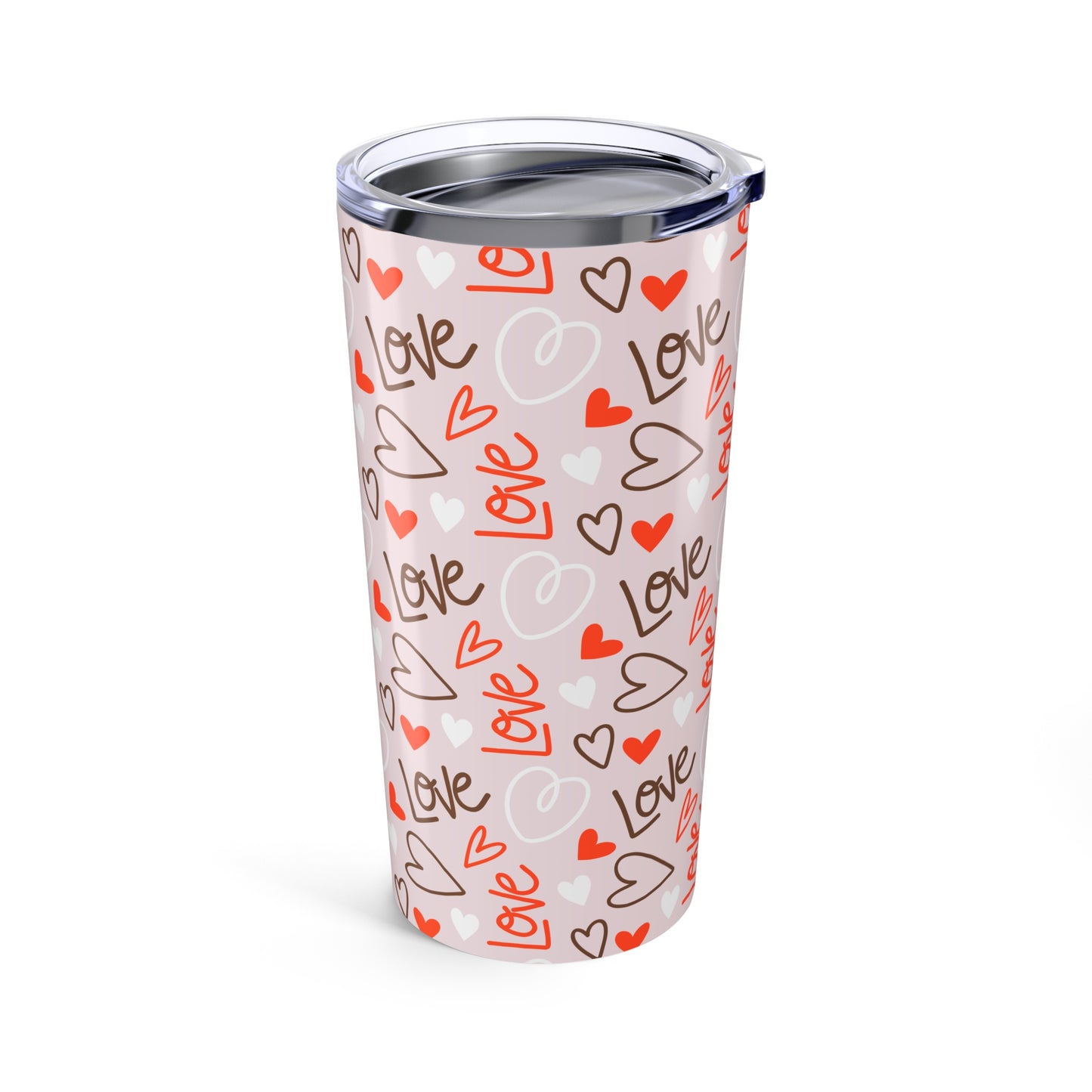 Romantic Love Tumbler 20oz, Valentine's Day Gift, Cute Beverage Cup, Wedding Favor, Heart Pattern Drinkware