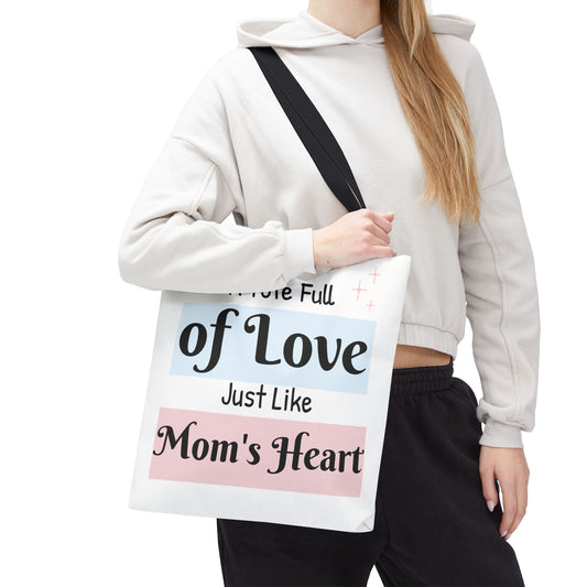 Mom's Heart Tote Bag - A Tote Full of Love with Floral Design