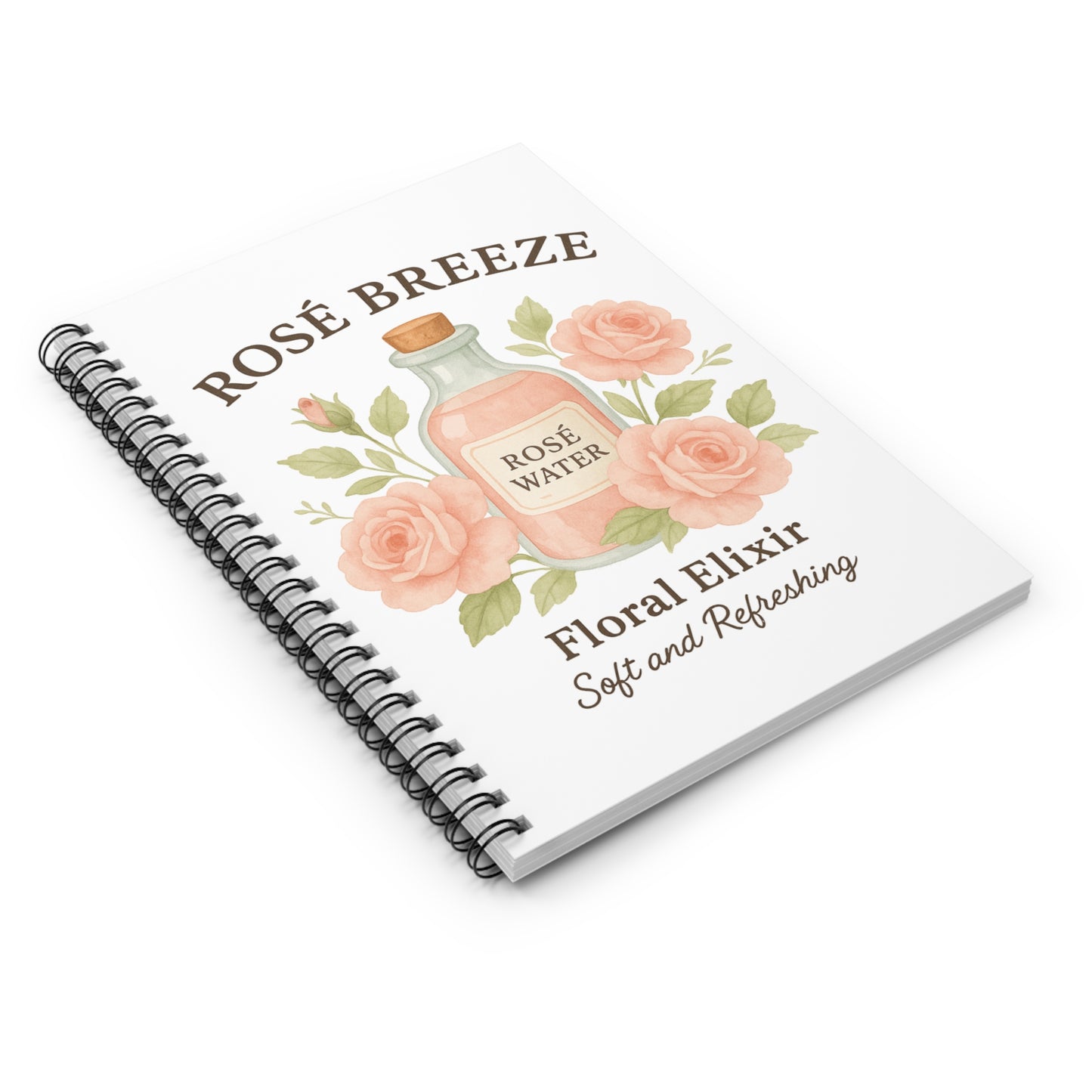 Rosé Breeze Spiral Notebook - Floral Elixir, Soft and Refreshing, Cute Journal for Notes, Floral Gift, Stationery