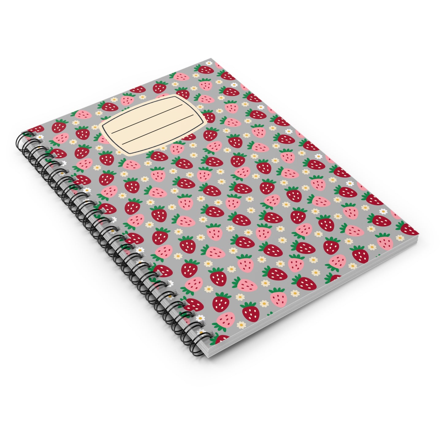 Cute Strawberry Spiral Notebook - Perfect for School, Journaling, Gifts, Stationery, Floral Design