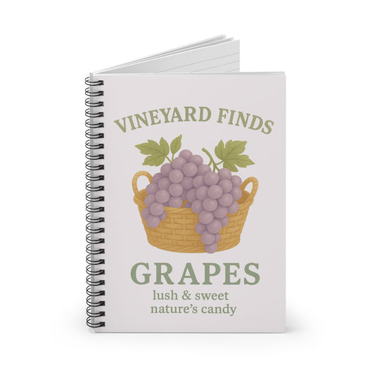 Vineyard Finds Grapes Spiral Notebook - Perfect for Nature Lovers