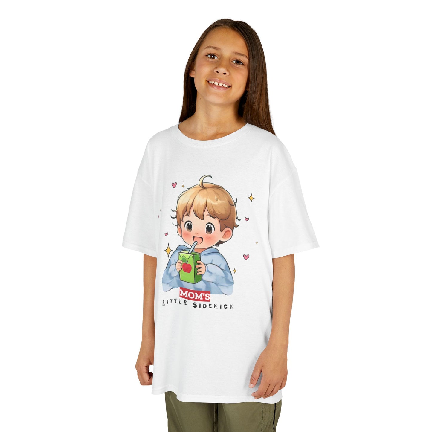 Kids Heavy Cotton™ Tee - "Mom's Little Sidekick" - Fun and Playful Shirt for Snacks & Giggles