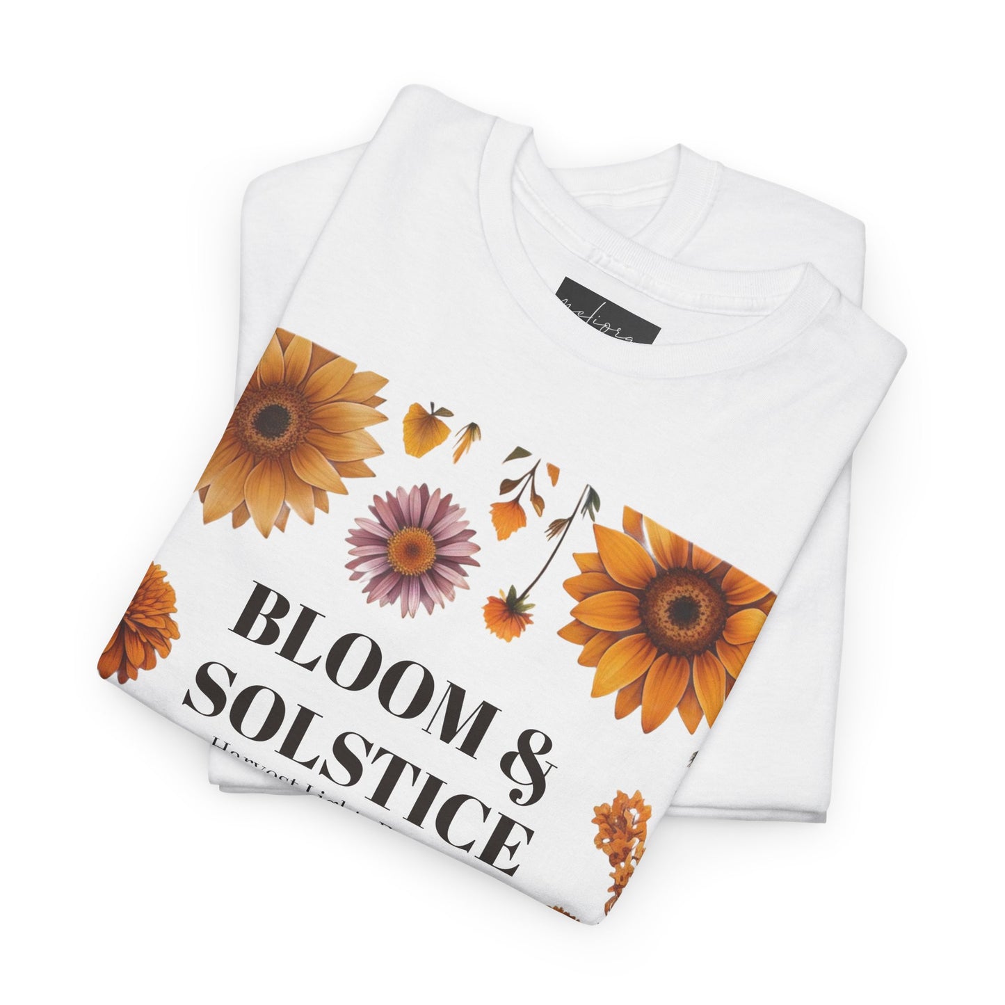 Bloom & Solstice Floral Unisex Heavy Cotton Tee, Spring Fashion Tee, Nature Lover Gift, Relaxed Fit T-Shirt, Summer Wardrobe Essential
