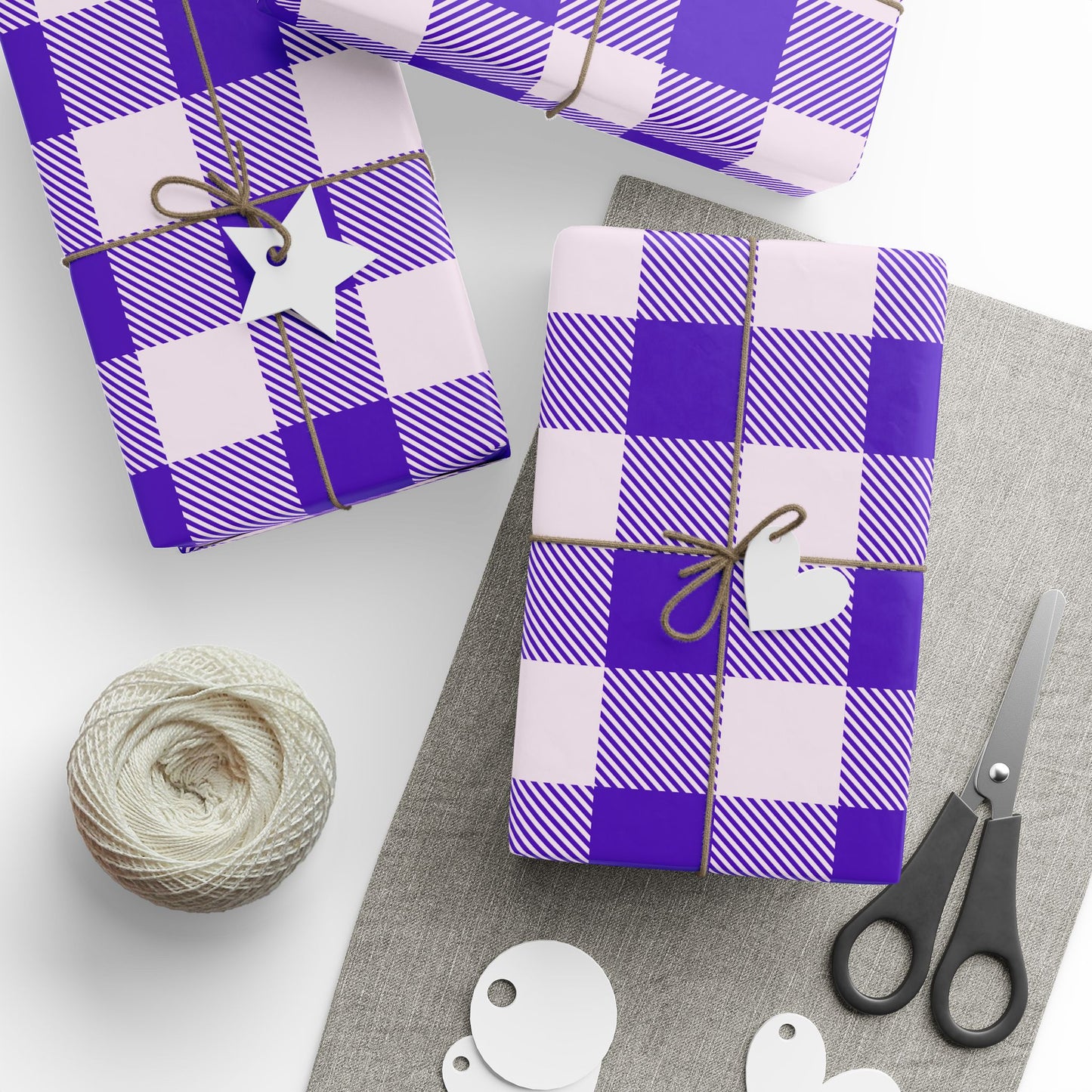 Purple Gingham Wrapping Paper for Special Occasions, Gift Wrap, Birthday Parties, Holidays, Baby Showers, Festive Celebrations