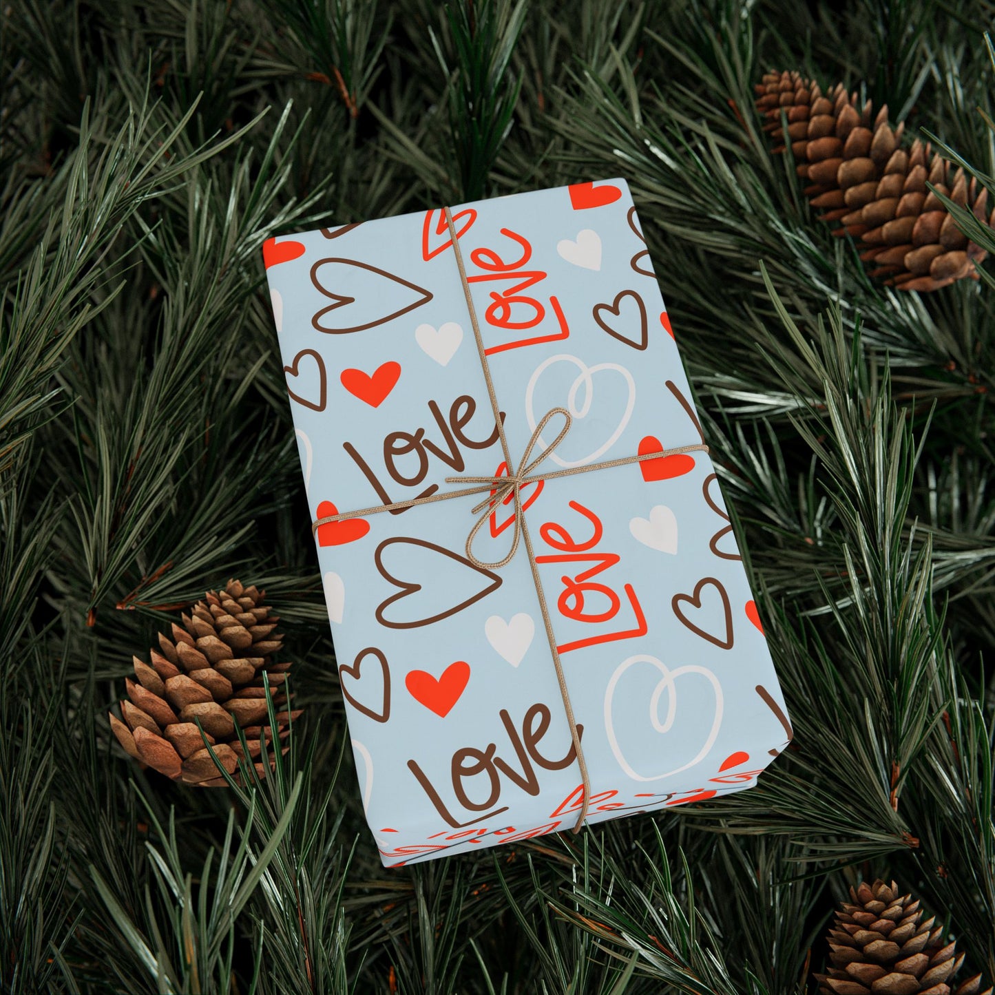 Cute Love Themed Wrapping Paper, Gift Wrap for Valentine's Day, Birthdays, Celebrations, Handmade Gift Packaging, Festive Wrapping
