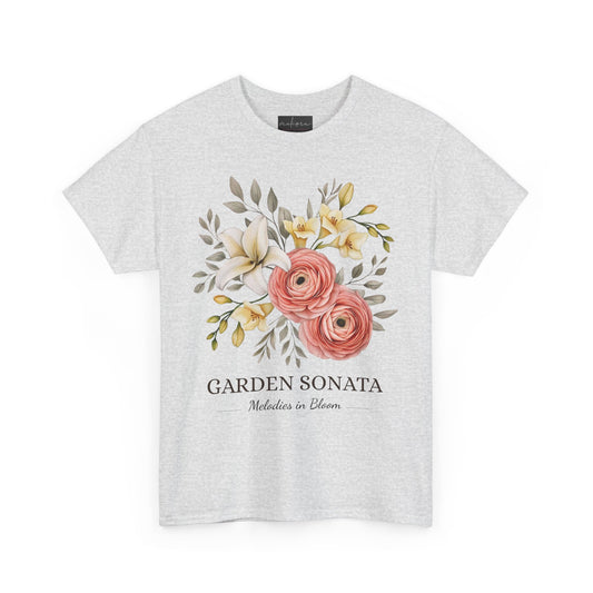 Floral Music Tee - Garden Sonata Shirt, Unisex Floral Tee, Music Lover Gift, Spring Style, Wedding Attire