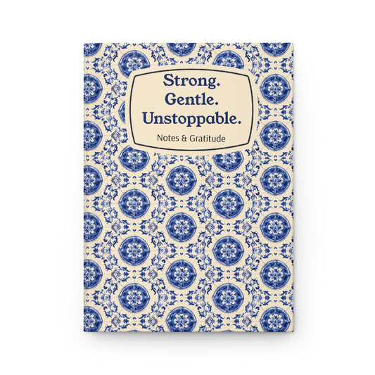 مذكرة قوية لا تُقهر، بغلاف مقوى - تصميم زهري أنيق للملاحظات والامتنان