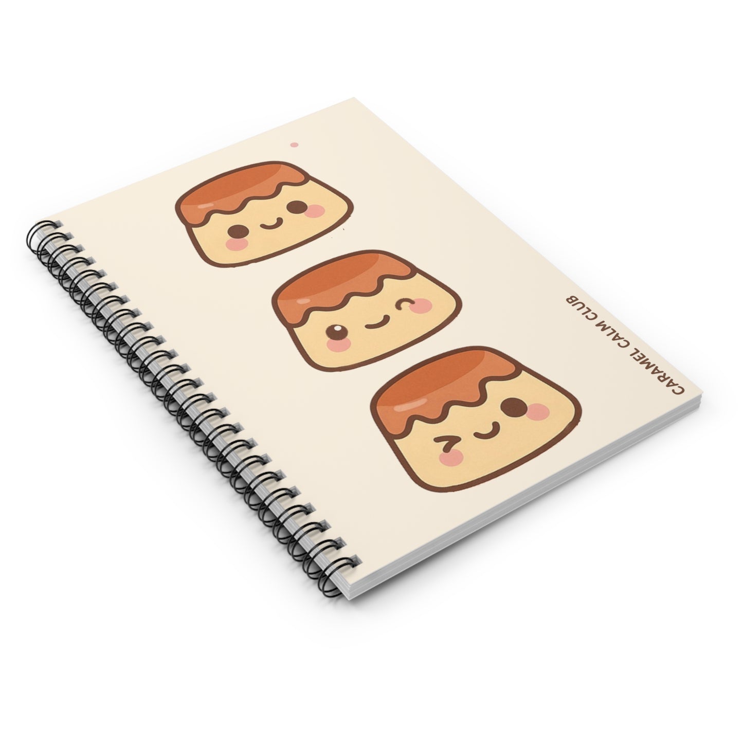 Cute Caramel Flan Spiral Notebook - Perfect for Note-Taking, Journaling, School Supplies, Gift for Food Lovers, Kawaii Stationery