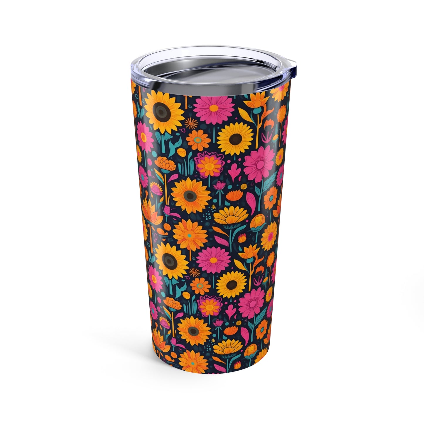 Vibrant Floral Tumbler, Colorful Travel Mug, Floral Water Bottle, 20oz Insulated Tumbler, Spring Gift, Outdoor Fun, Eco-Friendly Drinkware