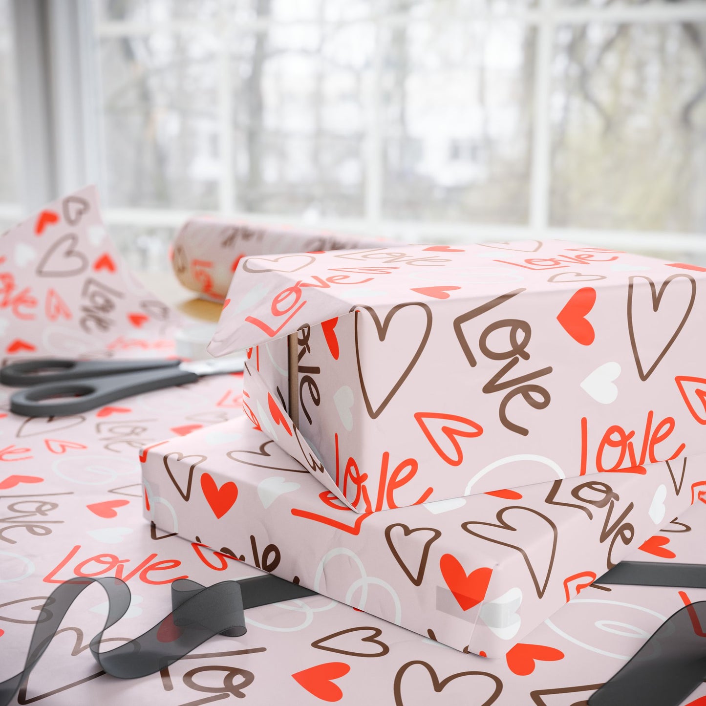 Valentine's Day Wrapping Paper, Love Gift Wrap, Heart Pattern Roll, Birthday Party Supplies, Cute Wrapping Sheets