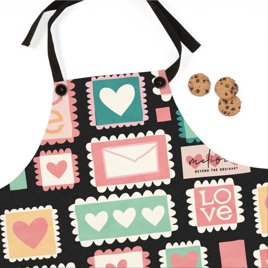 مريلة ملونة بطوابع حب للخبز والطبخ | هدية مثالية لعيد الأم وعشاق الطبخ