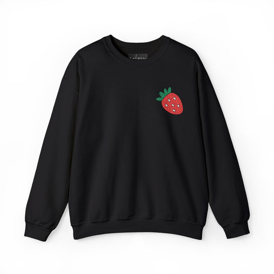 Cozy Strawberry Embroidered Crewneck Sweatshirt for Daily Comfort