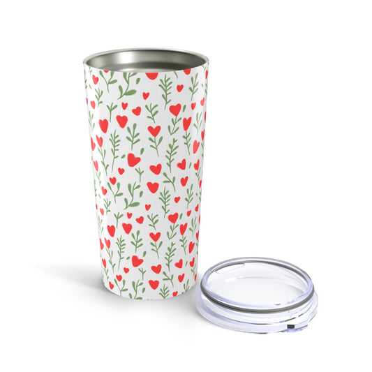 Love Blossoms Tumbler | Floral Heart Travel Mug, Personalized Gift for Her, Valentine's Day, Mother's Day, Eco-Friendly Cup