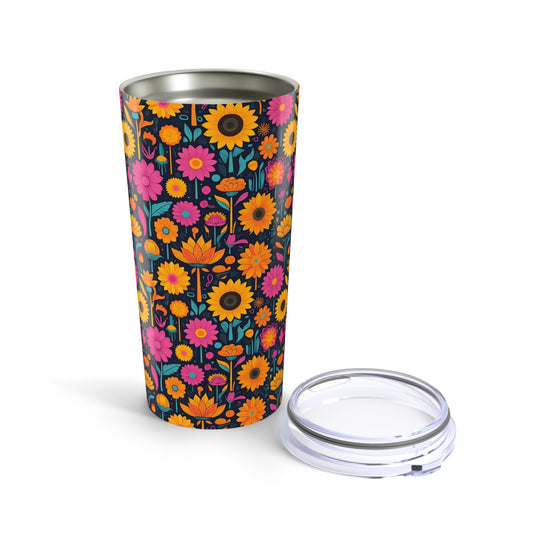 Vibrant Floral Tumbler, Colorful Travel Mug, Floral Water Bottle, 20oz Insulated Tumbler, Spring Gift, Outdoor Fun, Eco-Friendly Drinkware