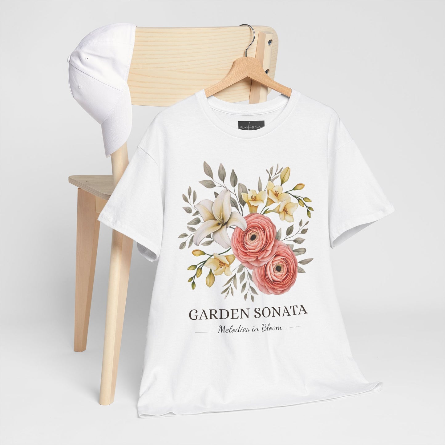 Floral Music Tee - Garden Sonata Shirt, Unisex Floral Tee, Music Lover Gift, Spring Style, Wedding Attire