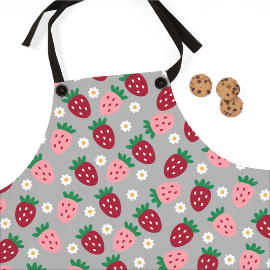 مريلة ملونة بتصاميم الفراولة للخبز والطبخ | هدية مثالية لعيد الأم وعشاق الطبخ