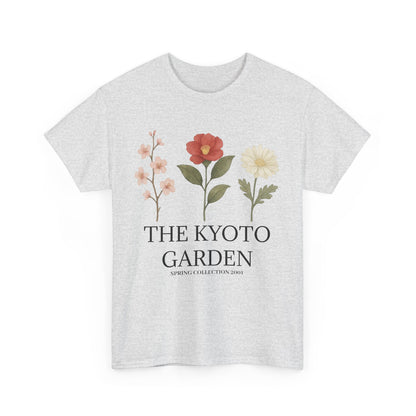 Floral Spring Unisex Heavy Cotton Tee - Kyoto Garden Collection, Casual Wear, Gifts for Nature Lovers, Botanical T-Shirt, Spring Fashion
