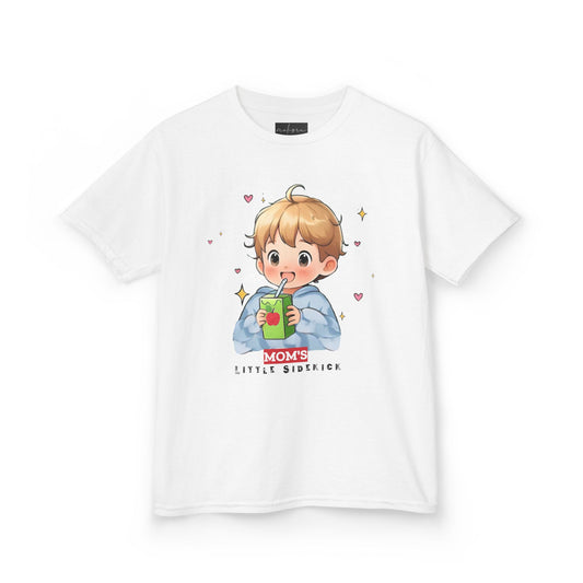 Kids Heavy Cotton™ Tee - "Mom's Little Sidekick" - Fun and Playful Shirt for Snacks & Giggles