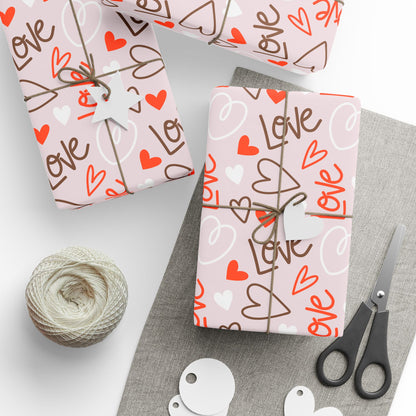 Valentine's Day Wrapping Paper, Love Gift Wrap, Heart Pattern Roll, Birthday Party Supplies, Cute Wrapping Sheets