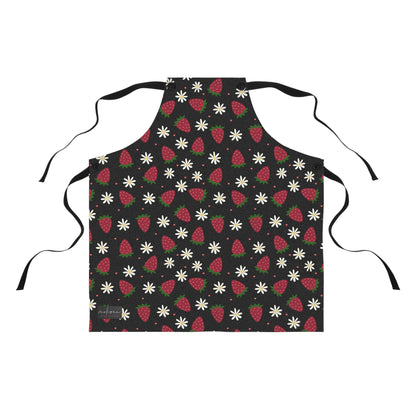 Cute Strawberry Print Kitchen Apron for Baking and Cooking