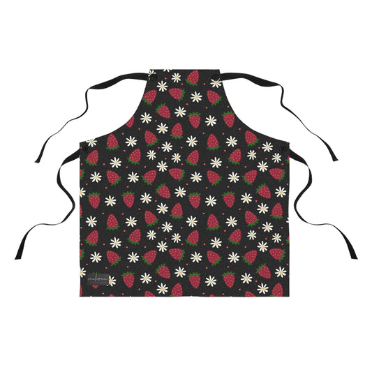 Cute Strawberry Print Kitchen Apron for Baking and Cooking