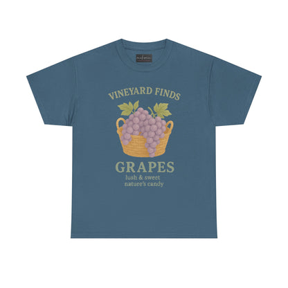 Vineyard Finds Heavy Cotton Tee - Sweet Grapes Design