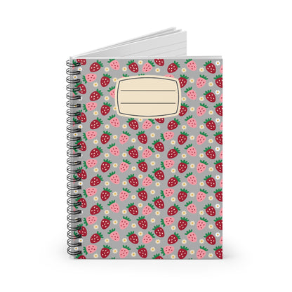 Cute Strawberry Spiral Notebook - Perfect for School, Journaling, Gifts, Stationery, Floral Design