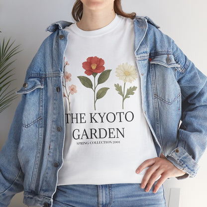 Floral Spring Unisex Heavy Cotton Tee - Kyoto Garden Collection, Casual Wear, Gifts for Nature Lovers, Botanical T-Shirt, Spring Fashion
