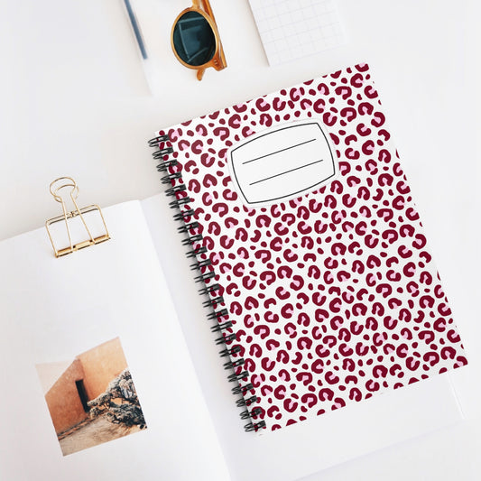 Trendy Leopard Print Spiral Notebook, Journaling, Back to School, Gifts for Her, Cute Stationery, Customizable Notebook