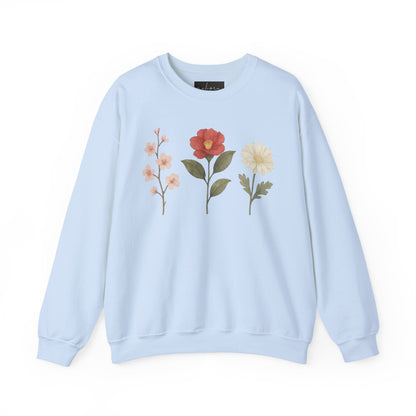 Floral Design Sweatshirt | Cozy Unisex Crewneck | Gift for Her | Spring Fashion | Casual Wear | Eco-Friendly Clothing