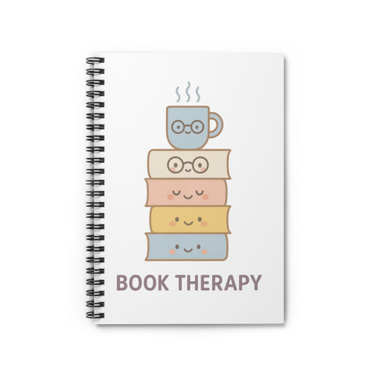 Book Therapy Spiral Notebook | Cute Journal for Book Lovers, Gift for Students, Reading Notes, Writing Ideas, Planner, School Supplies