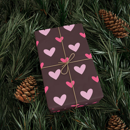 Heart Pattern Wrapping Paper Roll, Valentine's Gift Wrap, Cute Pink Heart Decor, Birthday Party Supplies, Eco-Friendly Wrapping