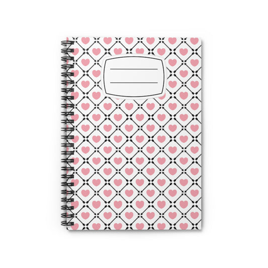 Heart-Patterned Spiral Notebook for Sweet Notes, Journaling, Back to School, Gift for Her, Cute Stationery