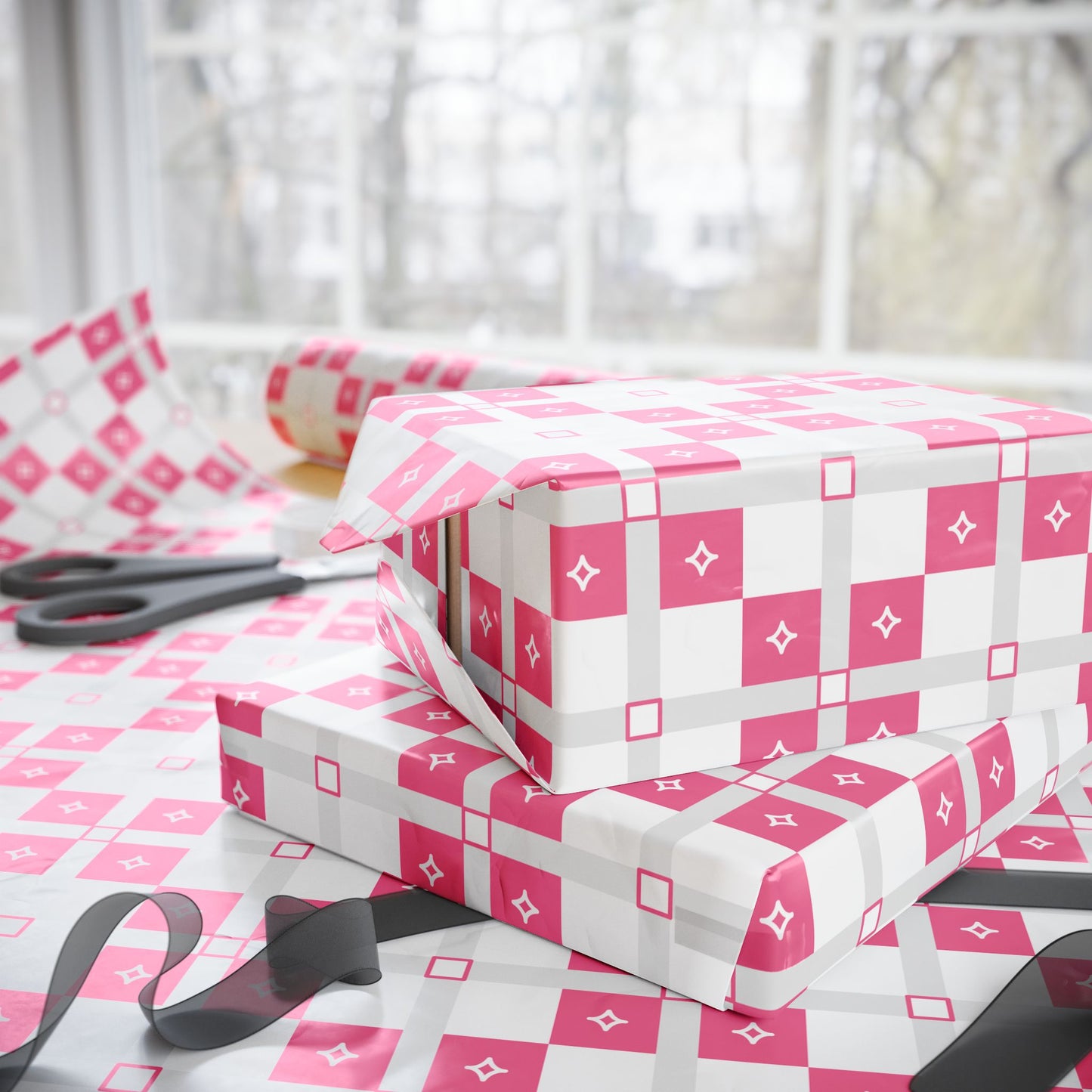 Chic Pink Patterned Wrapping Paper, Gift Wrapping, Birthday, Holiday, Celebration, Eco-Friendly Wrapping, Decorative Gift Wrap