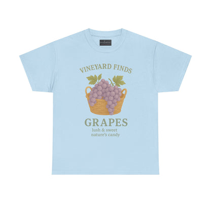 Vineyard Finds Heavy Cotton Tee - Sweet Grapes Design