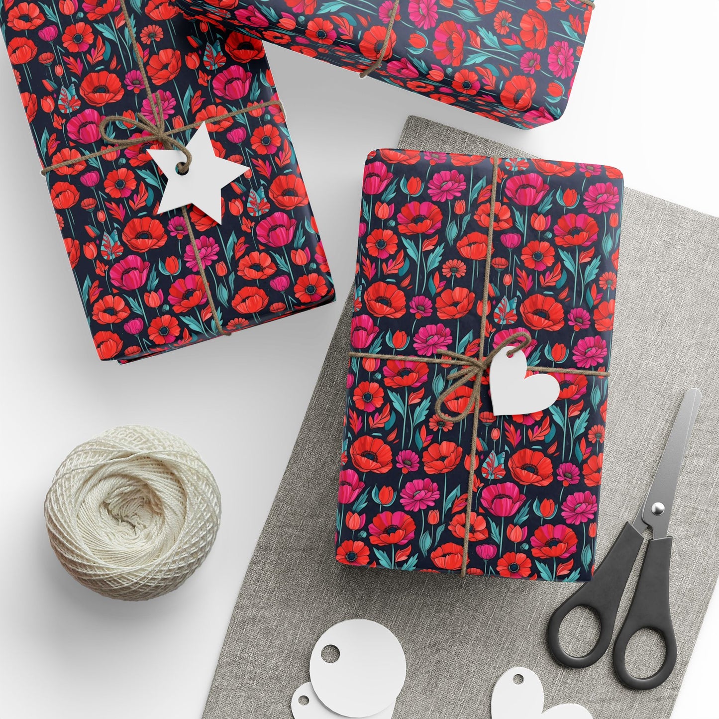Vibrant Floral Wrapping Paper, Colorful Gift Wrap, Eco-Friendly Gift Wrap, Birthday, Wedding, Holiday Packaging, Handmade Paper