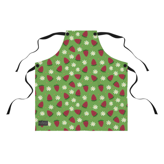 Cute Strawberry Print Kitchen Apron for Baking and Cooking