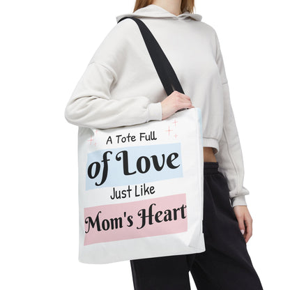 Mom's Heart Tote Bag - A Tote Full of Love with Floral Design