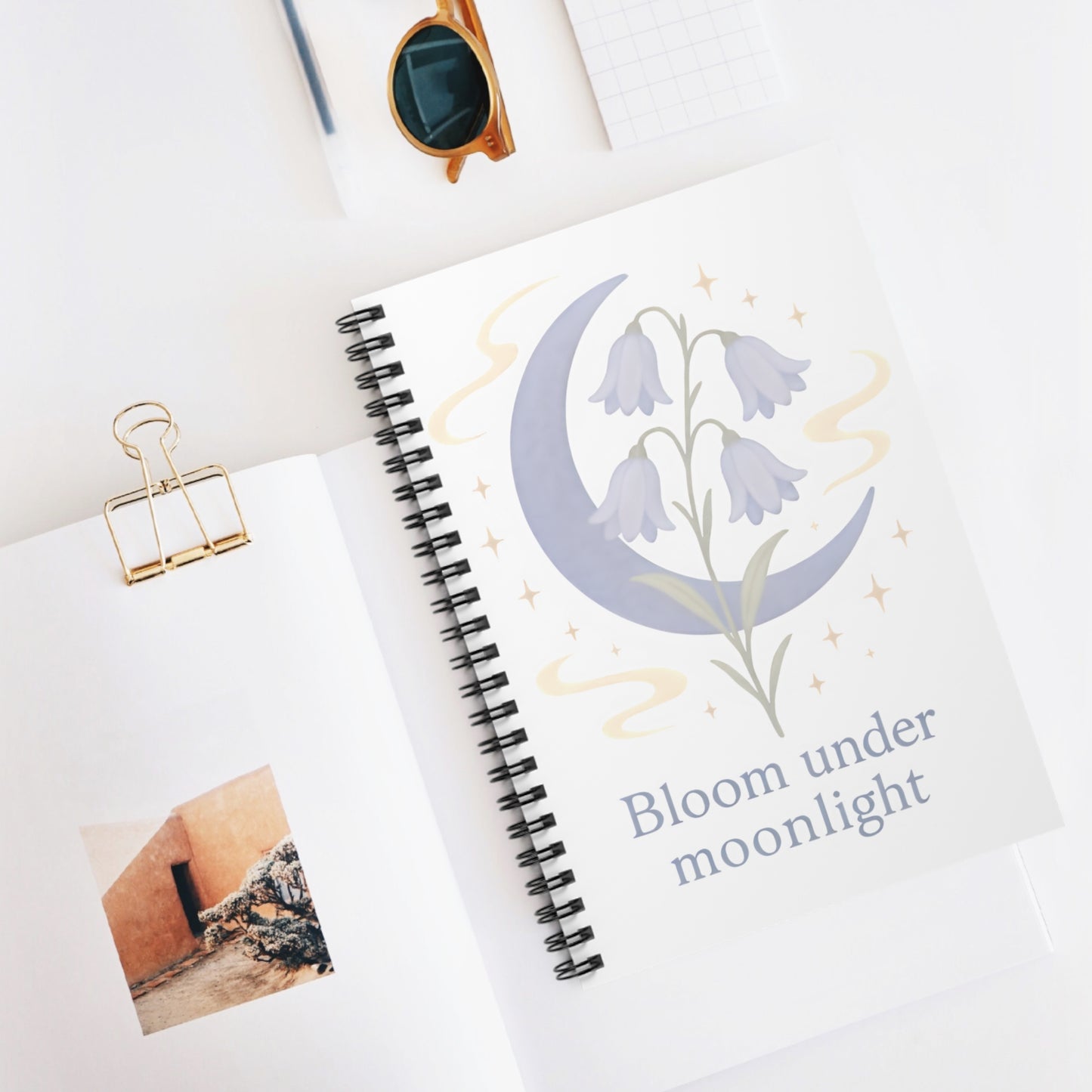 Bloom Under Moonlight Spiral Notebook - Ruled Line for Dreamers