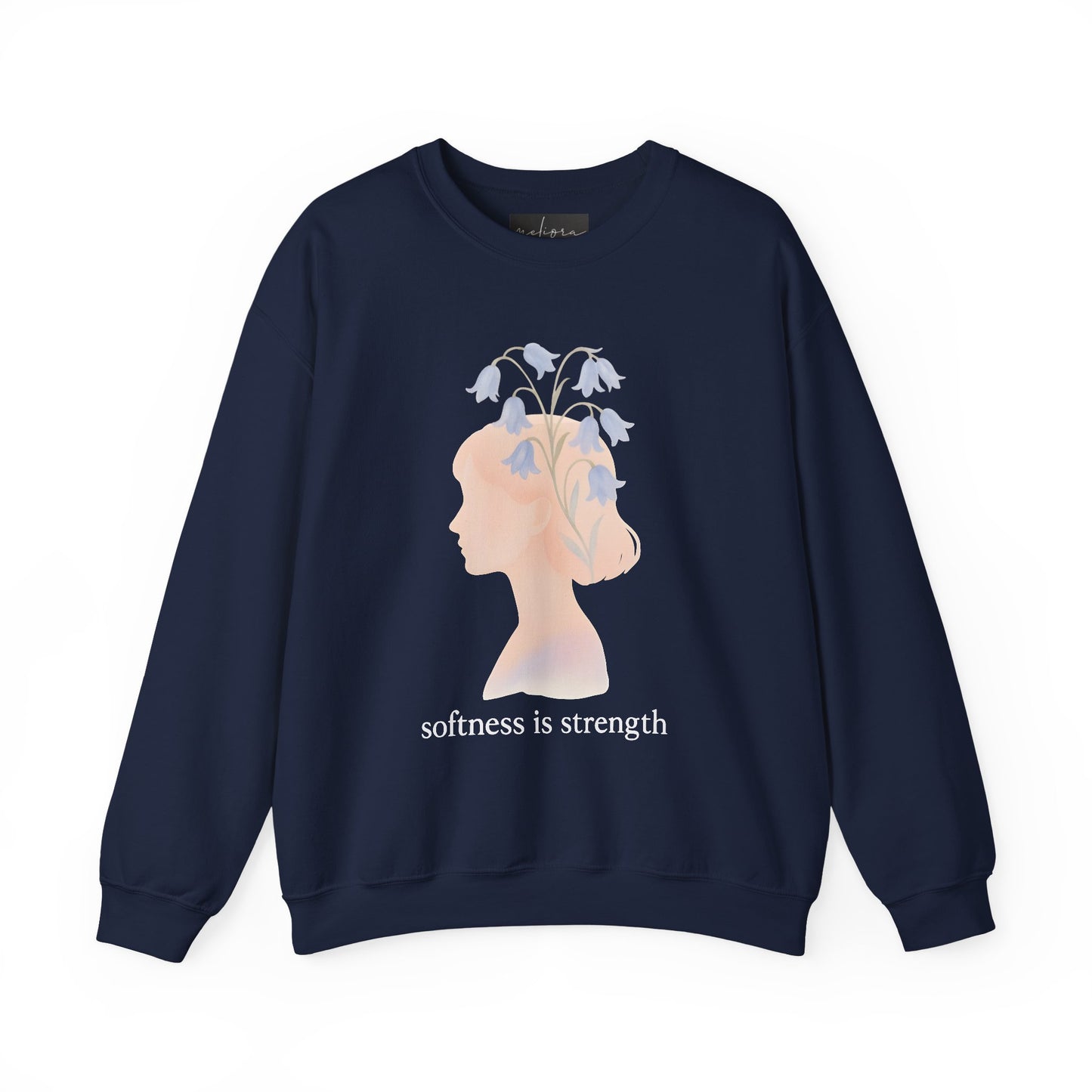 Bluebell flower, Softness is Strength Sweatshirt, Cozy Crewneck, Inspirational Gift, Affirmation Clothing, Casual Layering Top