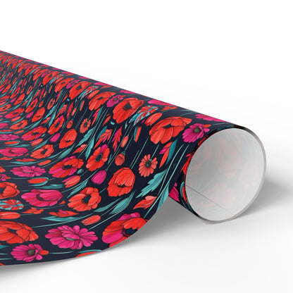 Vibrant Floral Wrapping Paper, Colorful Gift Wrap, Eco-Friendly Gift Wrap, Birthday, Wedding, Holiday Packaging, Handmade Paper