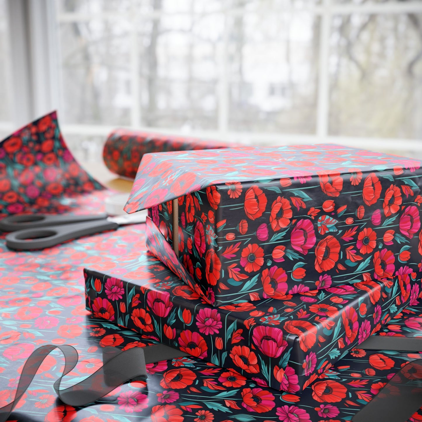 Vibrant Floral Wrapping Paper, Colorful Gift Wrap, Eco-Friendly Gift Wrap, Birthday, Wedding, Holiday Packaging, Handmade Paper