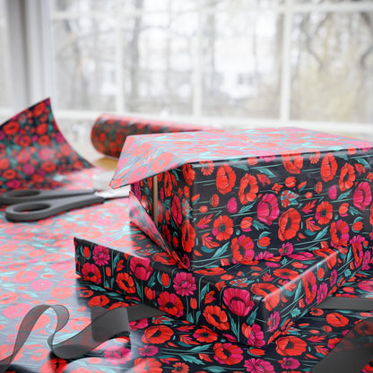 Vibrant Floral Wrapping Paper, Colorful Gift Wrap, Eco-Friendly Gift Wrap, Birthday, Wedding, Holiday Packaging, Handmade Paper