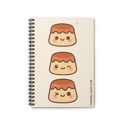 Cute Caramel Flan Spiral Notebook - Perfect for Note-Taking, Journaling, School Supplies, Gift for Food Lovers, Kawaii Stationery