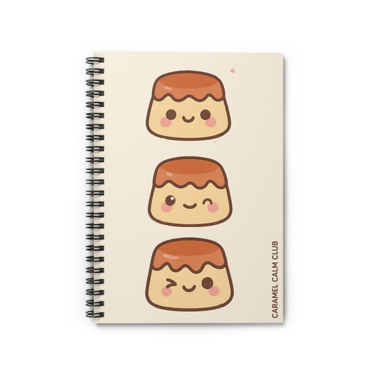 Cute Caramel Flan Spiral Notebook - Perfect for Note-Taking, Journaling, School Supplies, Gift for Food Lovers, Kawaii Stationery