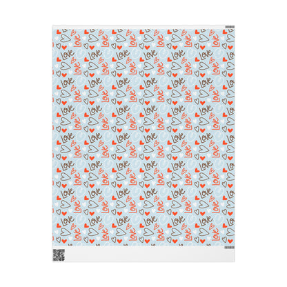 Cute Love Themed Wrapping Paper, Gift Wrap for Valentine's Day, Birthdays, Celebrations, Handmade Gift Packaging, Festive Wrapping