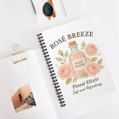 Rosé Breeze Spiral Notebook - Floral Elixir, Soft and Refreshing, Cute Journal for Notes, Floral Gift, Stationery