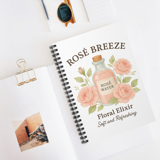 Rosé Breeze Spiral Notebook - Floral Elixir, Soft and Refreshing, Cute Journal for Notes, Floral Gift, Stationery