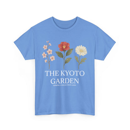 Floral Spring Unisex Heavy Cotton Tee - Kyoto Garden Collection, Casual Wear, Gifts for Nature Lovers, Botanical T-Shirt, Spring Fashion