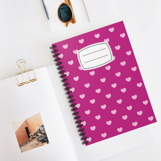 Cute Heart Pattern Spiral Notebook - Ideal for School, Journaling, Gifts, Valentine's Day, Student Supplies